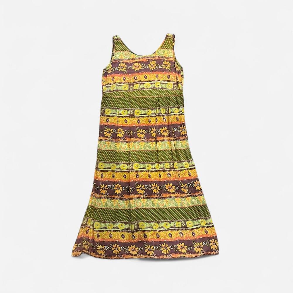 Bila yellow green orange vintage y2k maxi sun dress flowy boho - fits like S